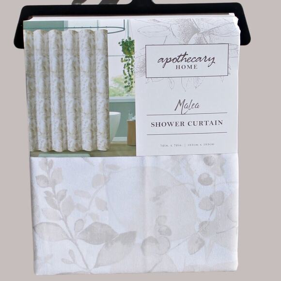 Apothecary Home Shower Curtain Cotton Blend Zen Floral Print 72" X 72" - Picture 6 of 15